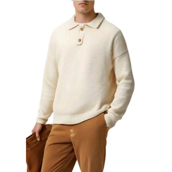 Vintage L.L. Bean 2‑Button Fisherman Sweater Men’s L Ivory – USA - Picture 1 of 9
